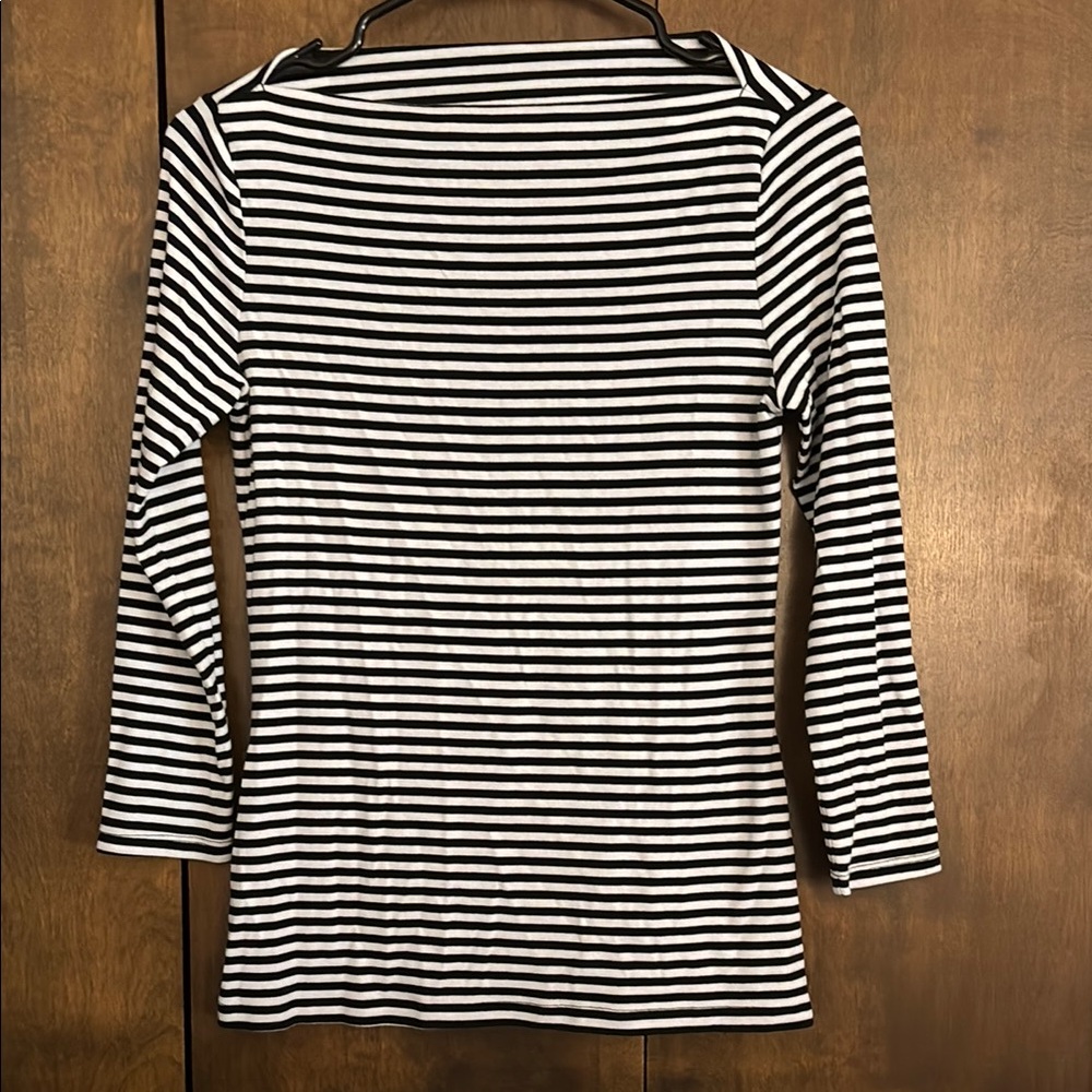 Black and White Striped Women's Top